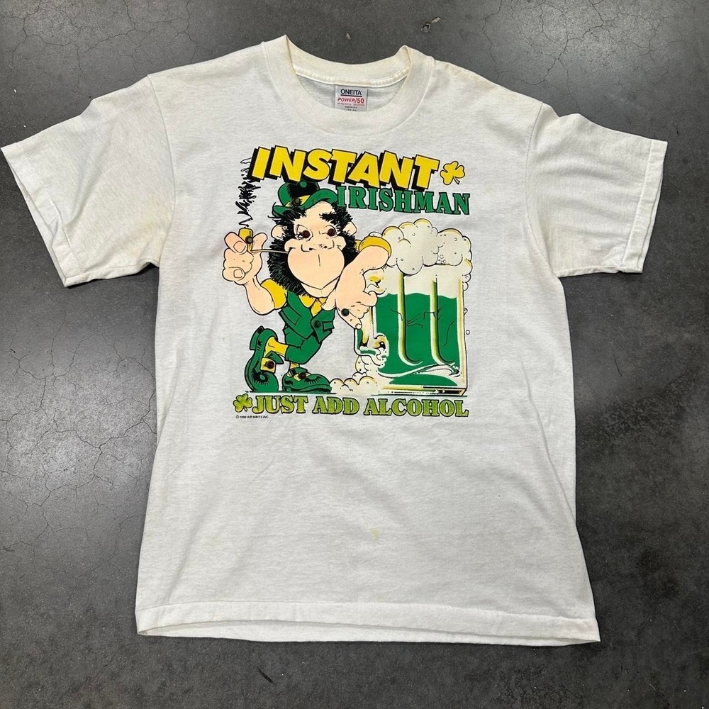 Vintage 90's single stitch Oneita instant irishman light up graphic t shirt Sz L